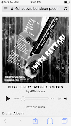 4Shadows "Beegles Play Taco
                              Plaid Moses" digital album screenshot
                              - with keytar!