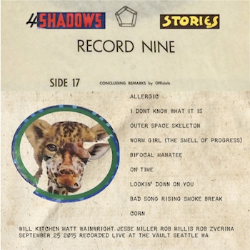 4Shadows 9 Stories CD cover art a giraffe
                          and cheetah mashup