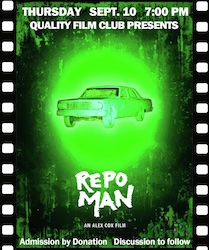 Repo Man (1984, dir. Alex Cox) movie poster
                        for Quality Film Club