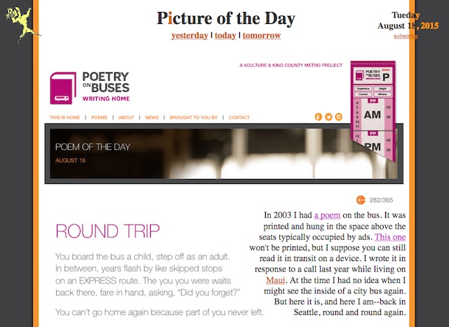 Picture of the Day screenshot - a poem
                            called Round Trip